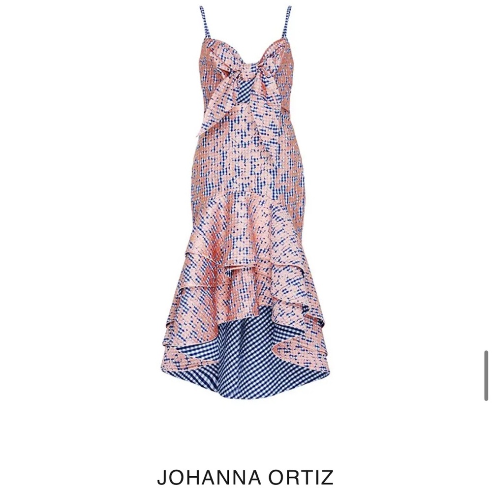 Johanna Ortiz Pink and Blue Midi Dress